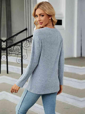 After Work Comfort Ribbed Knit Sweater - MXSTUDIO.COM