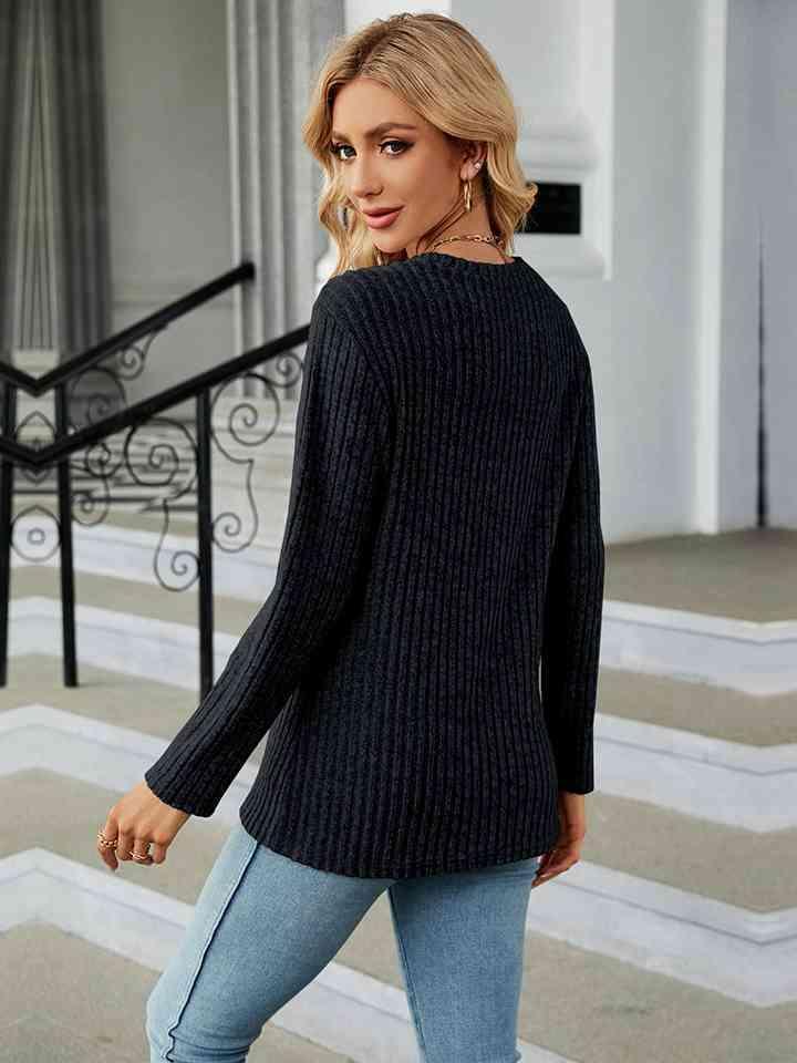 After Work Comfort Ribbed Knit Sweater - MXSTUDIO.COM