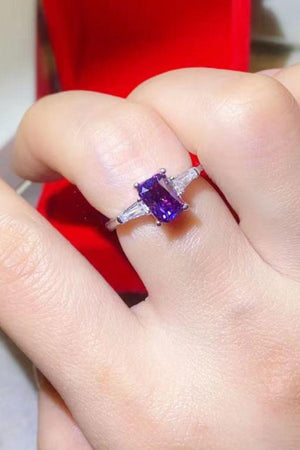 Ageless 1 Carat Purple Moissanite Ring Platinum-Plated - MXSTUDIO.COM