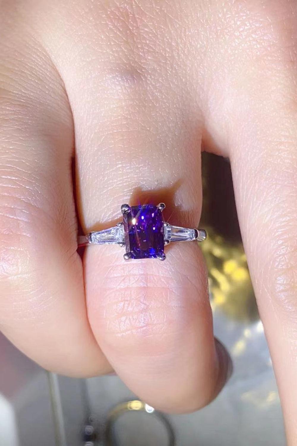 Ageless 1 Carat Purple Moissanite Ring Platinum-Plated - MXSTUDIO.COM