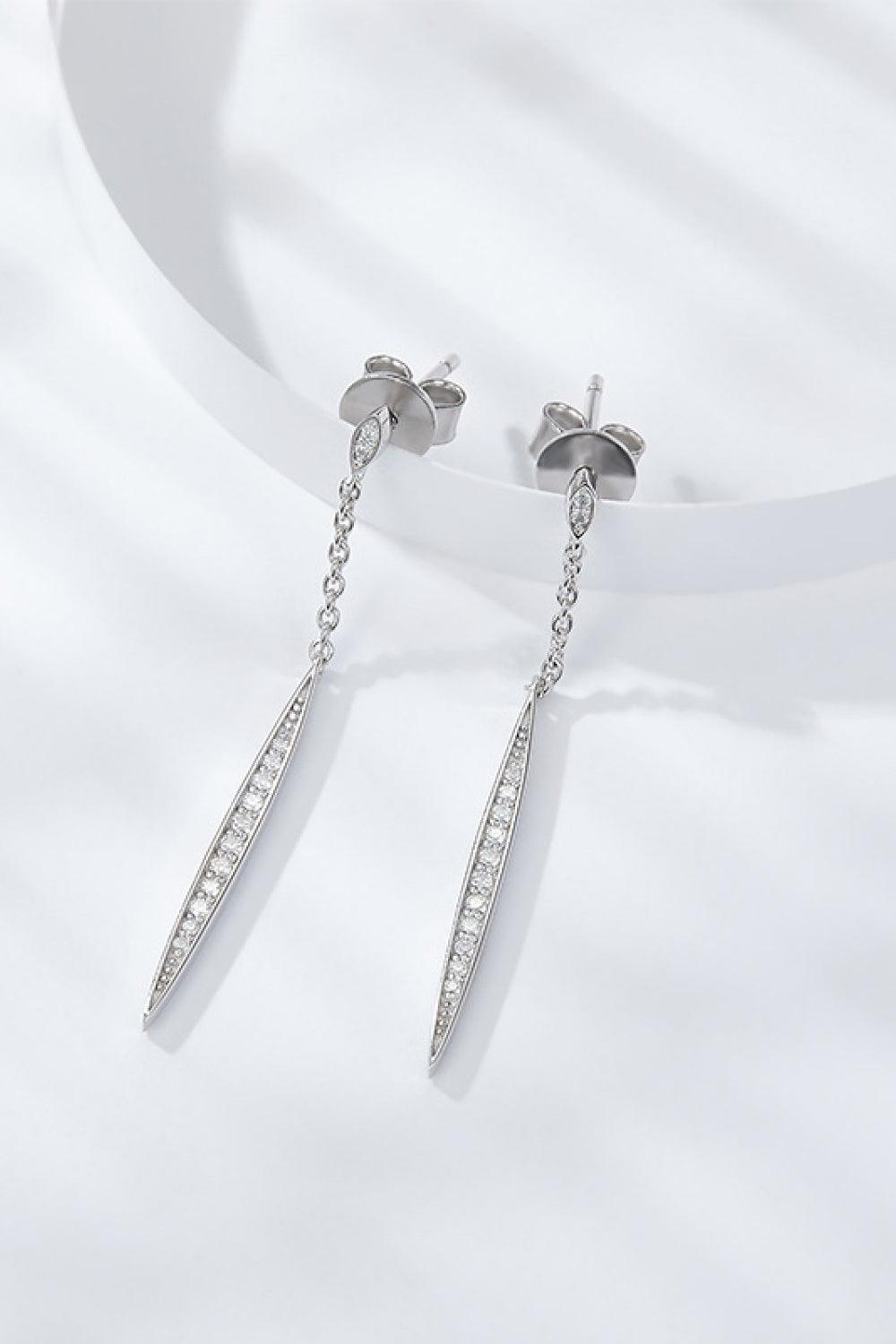 Ageless Platinum-Plated Moissanite Drop Earrings - MXSTUDIO.COM