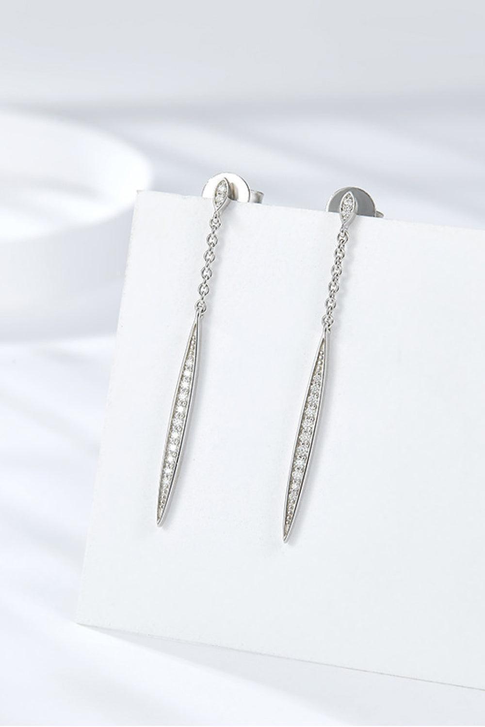 Ageless Platinum-Plated Moissanite Drop Earrings - MXSTUDIO.COM