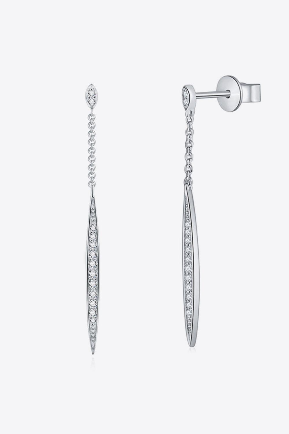 Ageless Platinum-Plated Moissanite Drop Earrings - MXSTUDIO.COM