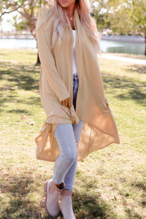 Airy Fresh Beige Open Front Cardigan - MXSTUDIO.COM