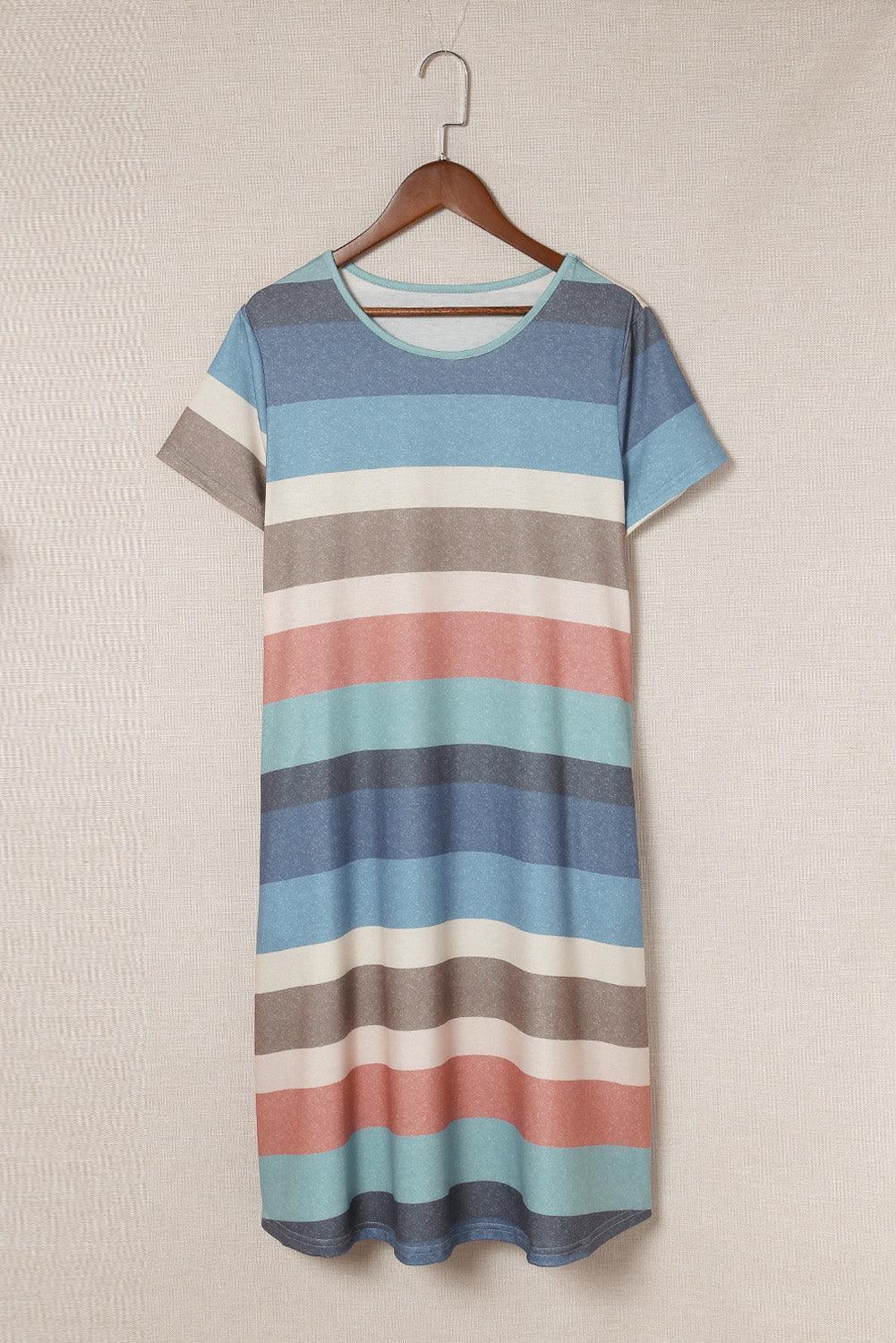 Airy Striped Tee Midi Dress - MXSTUDIO.COM