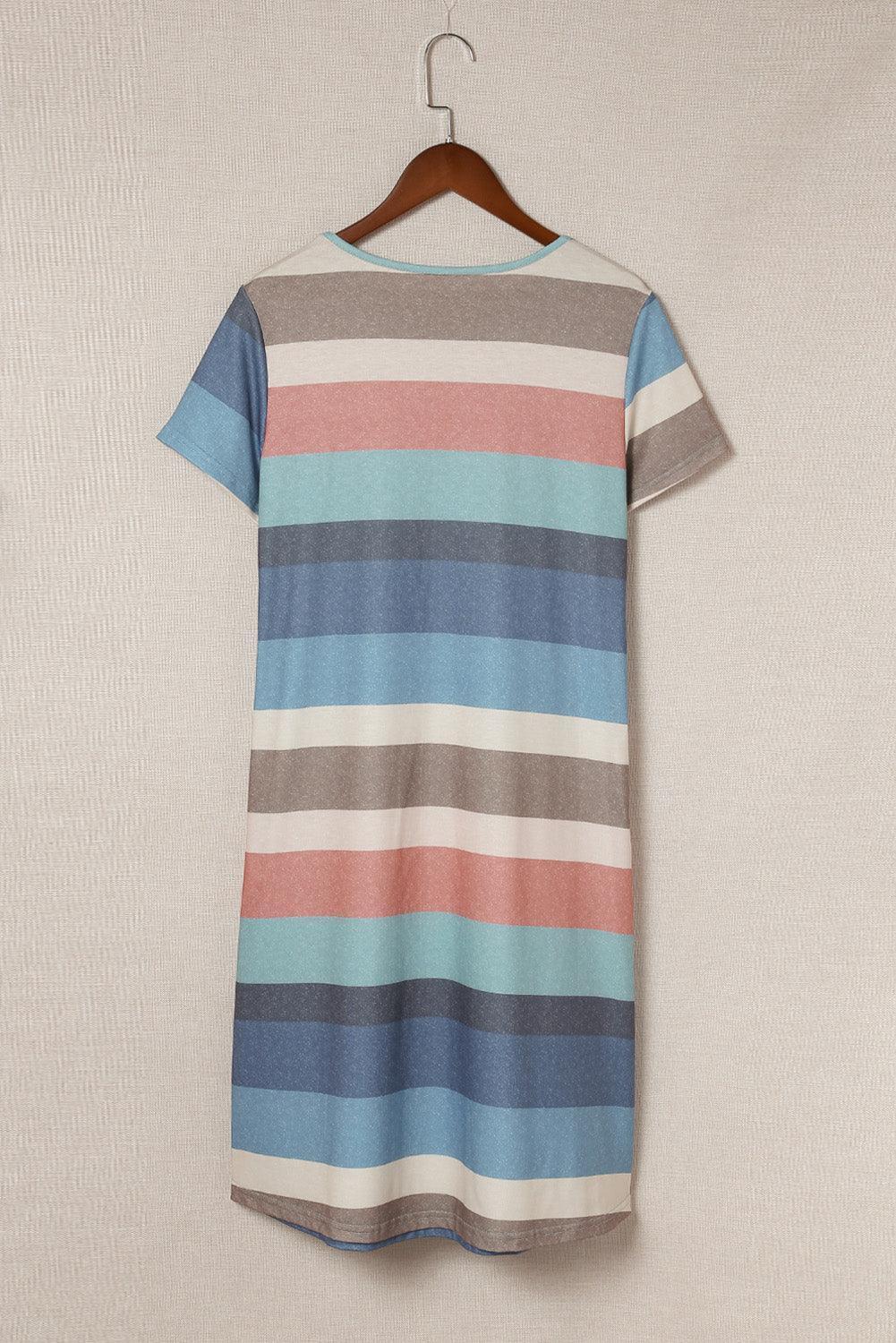 Airy Striped Tee Midi Dress - MXSTUDIO.COM