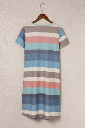 Airy Striped Tee Midi Dress - MXSTUDIO.COM