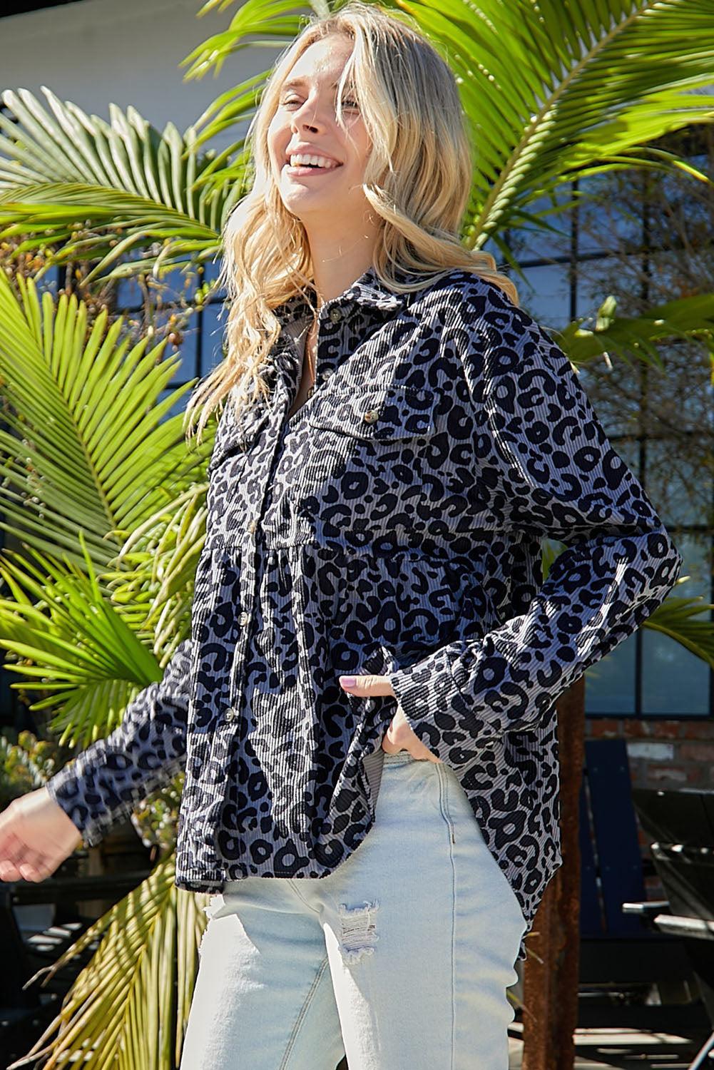 Alive And Comfy Leopard Shirt Jacket With Pockets - MXSTUDIO.COM