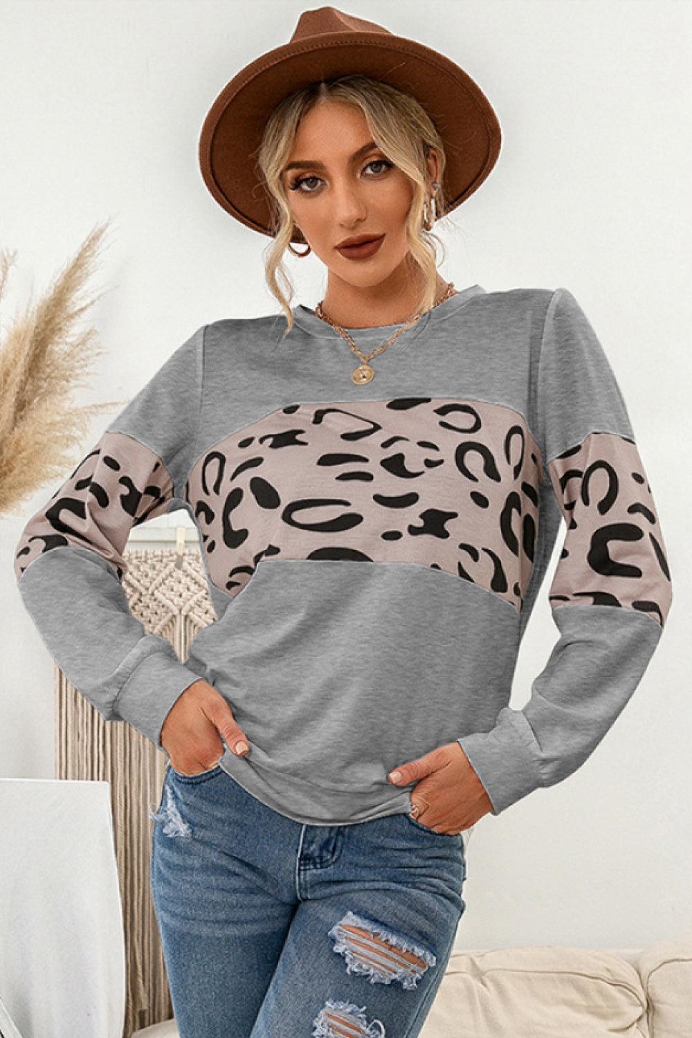 All-Around Leopard Crewneck Sweatshirt - MXSTUDIO.COM
