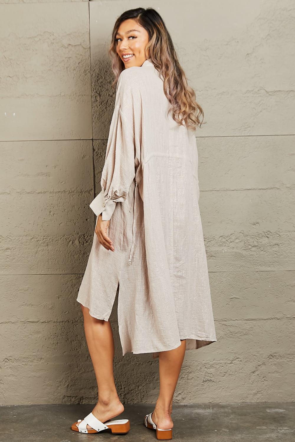 All Day Comfort Long Sleeve Button Front Dress - MXSTUDIO.COM