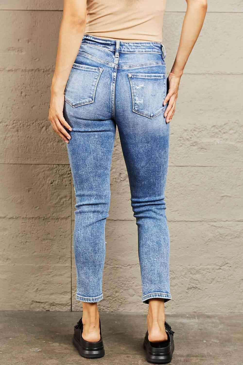 All Day Wear Cropped Ripped Skinny Jeans - MXSTUDIO.COM