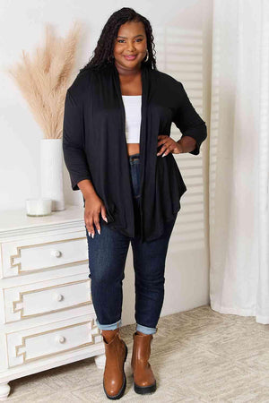 All-Season Attire Open Front Black Plus Size Cardigan - MXSTUDIO.COM