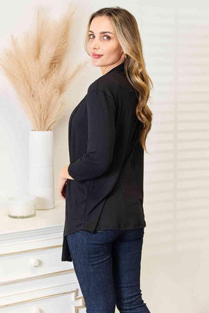 All-Season Attire Open Front Black Plus Size Cardigan - MXSTUDIO.COM