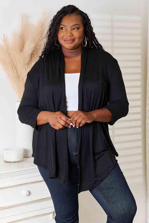 All-Season Attire Open Front Black Plus Size Cardigan - MXSTUDIO.COM