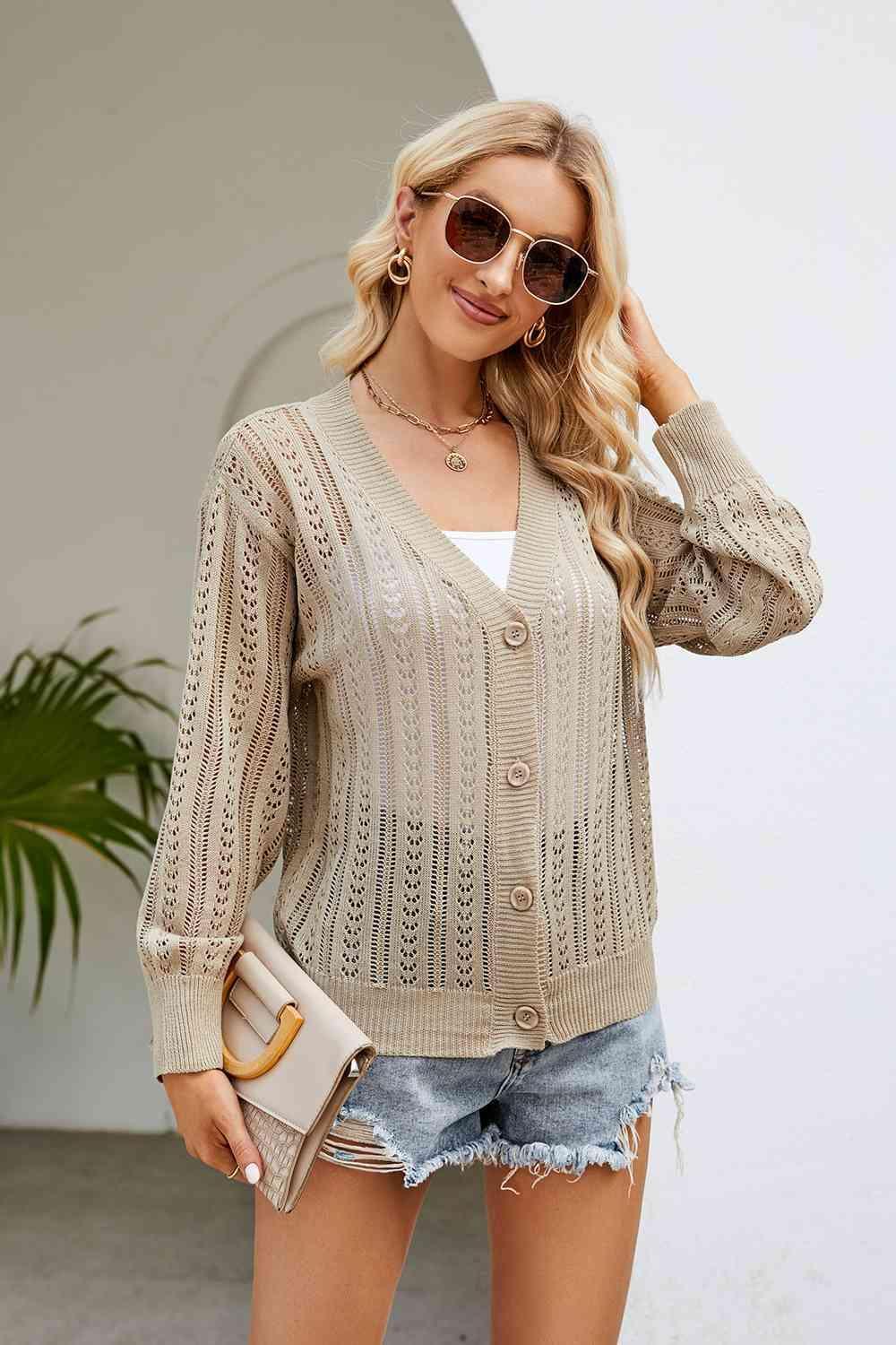 All Seasons Button Front Open Knit Cardigan - MXSTUDIO.COM
