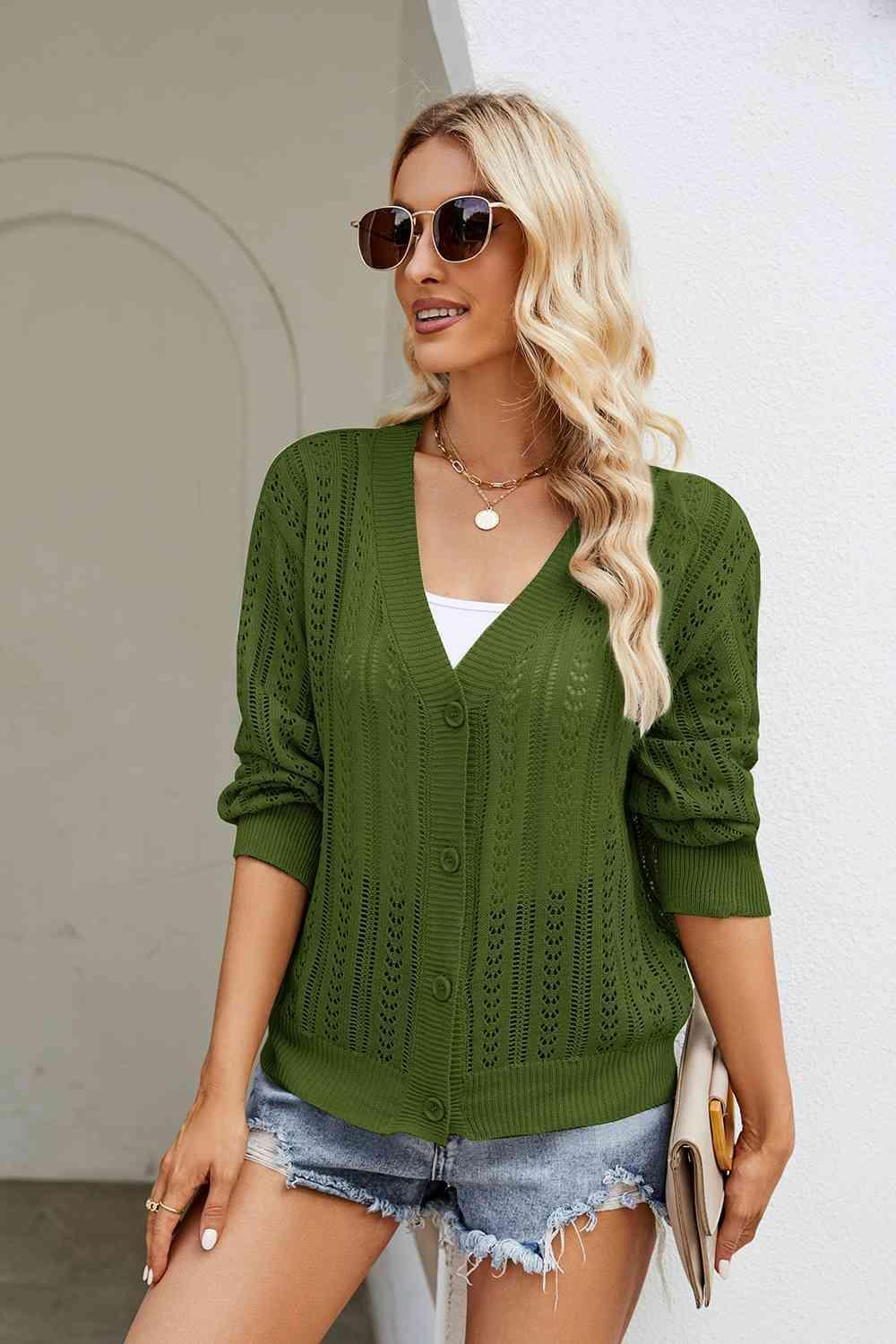 All Seasons Button Front Open Knit Cardigan - MXSTUDIO.COM