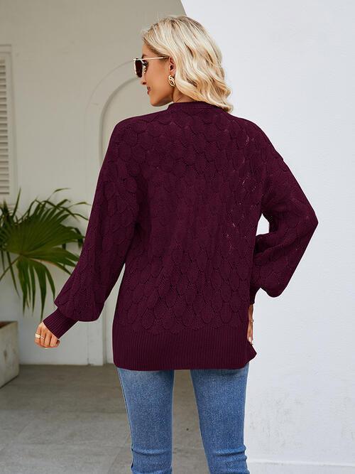 All Seasons Chic Open Front Open Knit Cardigan-MXSTUDIO.COM