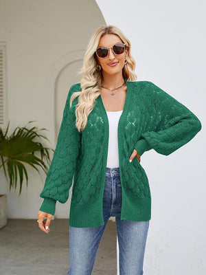 All Seasons Chic Open Front Open Knit Cardigan-MXSTUDIO.COM