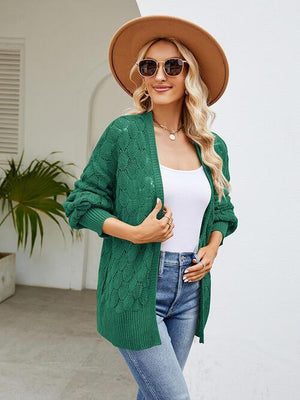 All Seasons Chic Open Front Open Knit Cardigan-MXSTUDIO.COM