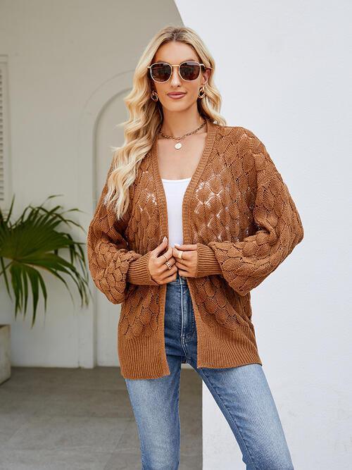 All Seasons Chic Open Front Open Knit Cardigan-MXSTUDIO.COM