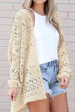 All Seasons Layer Open Front Open Knit Cardigan-MXSTUDIO.COM