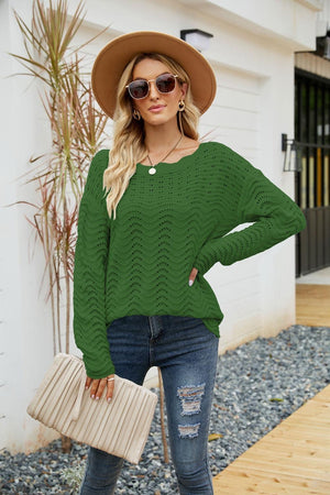 All The Go Scalloped Boat Neck Rib Knit Sweater - MXSTUDIO.COM