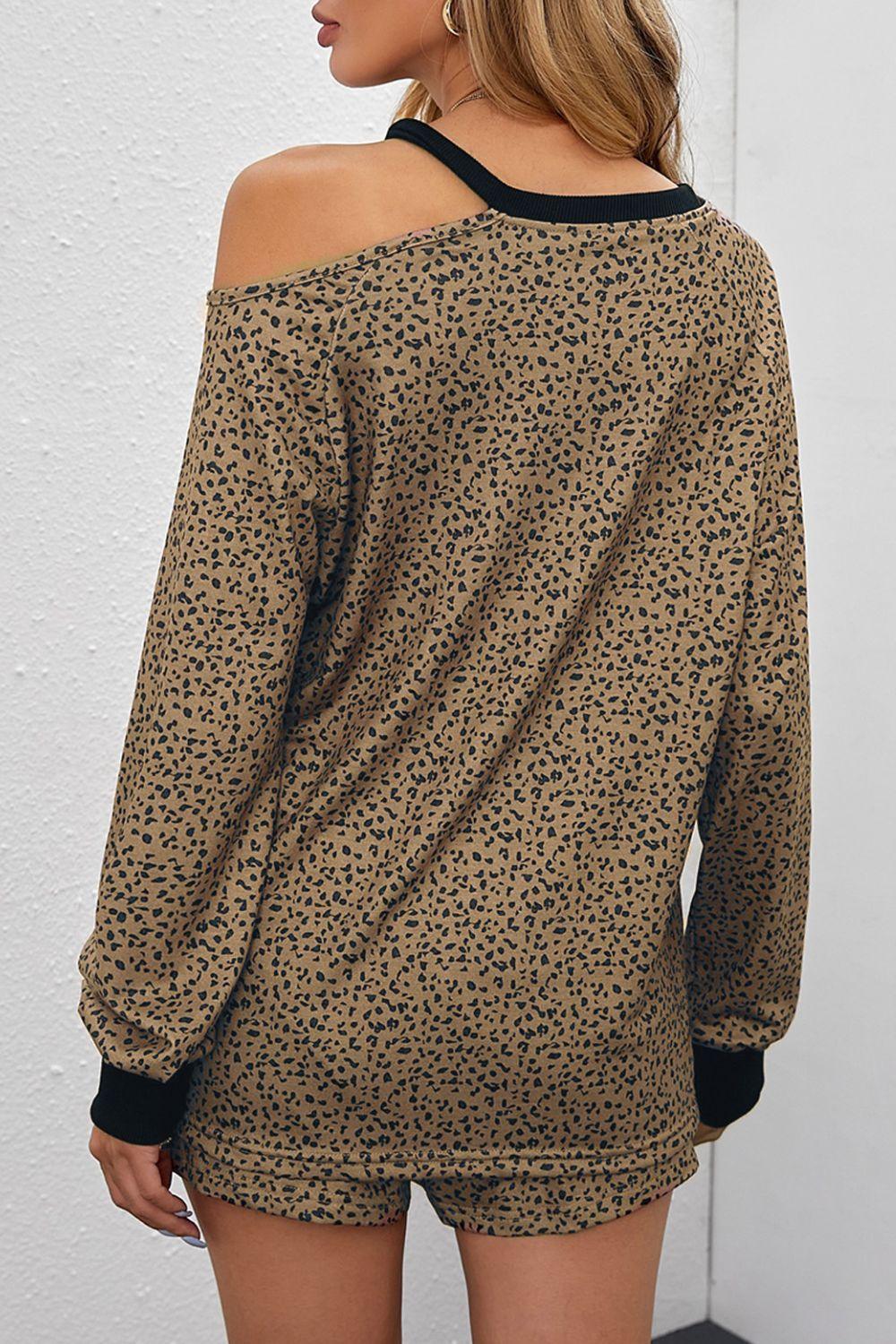 All the Rage Animal Print Cutout Top and Shorts Set - MXSTUDIO.COM