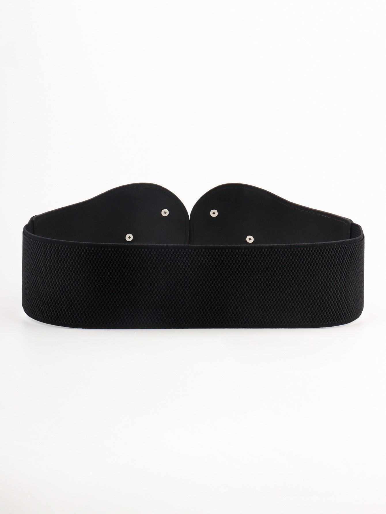 Alloy Buckle PU Leather Wide Stretch Waist Belt - MXSTUDIO.COM