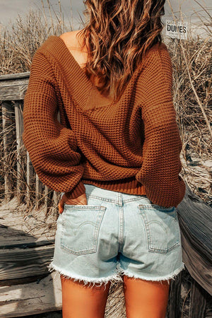 Alluring Warmth Oversized V Neck Sweater - MXSTUDIO.COM