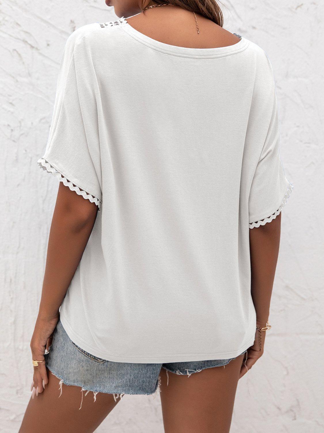 Always Calm V Neck Short Sleeve Blouse - MXSTUDIO.COM