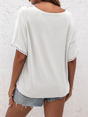 Always Calm V Neck Short Sleeve Blouse - MXSTUDIO.COM