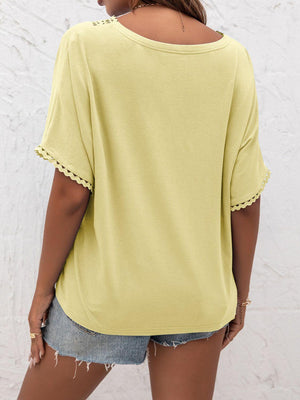 Always Calm V Neck Short Sleeve Blouse - MXSTUDIO.COM