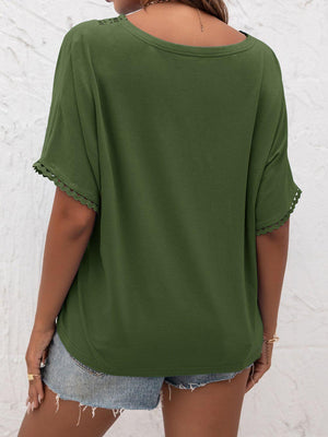 Always Calm V Neck Short Sleeve Blouse - MXSTUDIO.COM