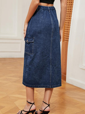 Always In Fashion Midi Button Down Denim Skirt - MXSTUDIO.COM