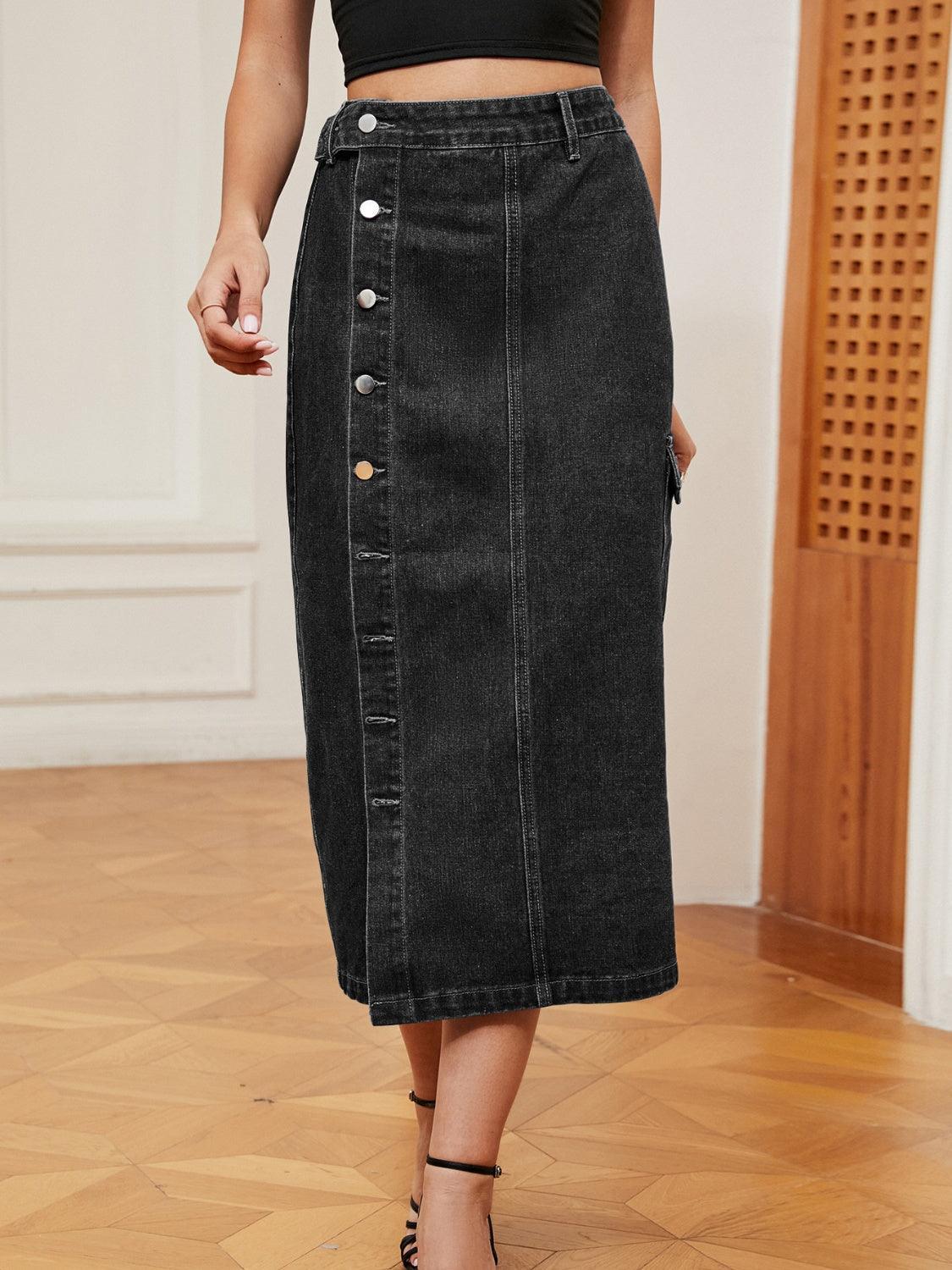 Always In Fashion Midi Button Down Denim Skirt - MXSTUDIO.COM