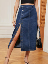 Always In Fashion Midi Button Down Denim Skirt - MXSTUDIO.COM