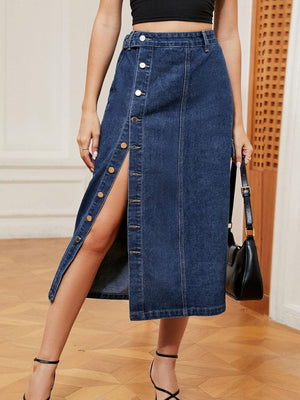 Always In Fashion Midi Button Down Denim Skirt - MXSTUDIO.COM