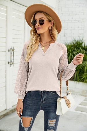 Always Ready Lace Long Sleeve Blouse - MXSTUDIO.COM