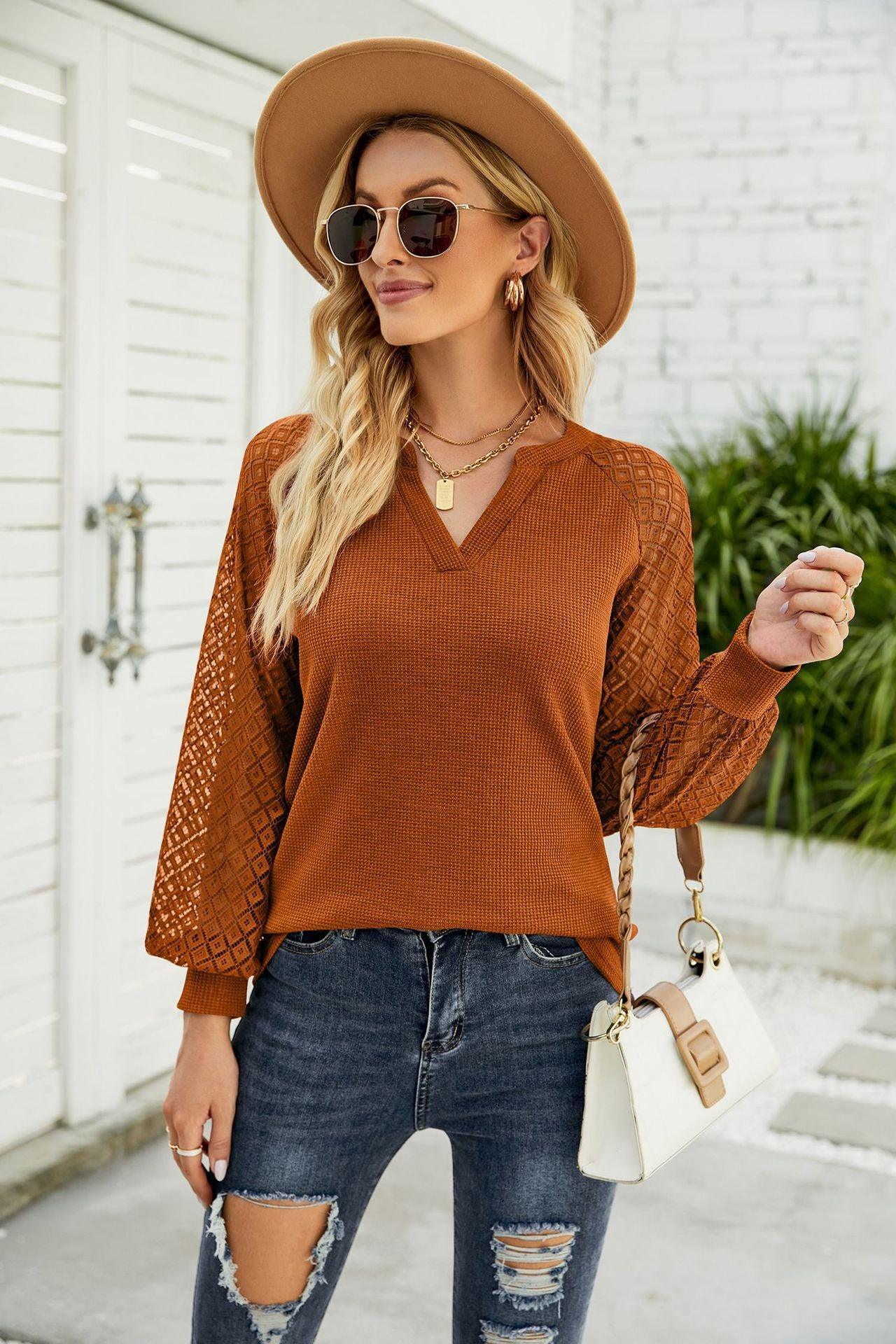 Always Ready Lace Long Sleeve Blouse - MXSTUDIO.COM