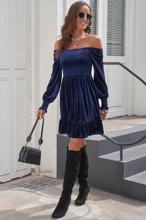 Amazeballs Off Shoulder Long Sleeve Mini Dress - MXSTUDIO.COM