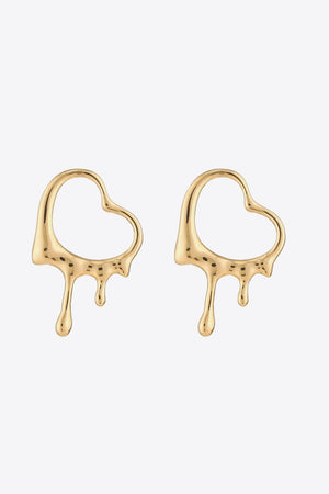 Amazed Onlookers Zinc Alloy Gold Heart Earrings - MXSTUDIO.COM