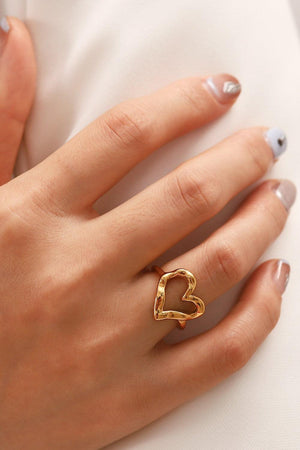 Amazing Love 18K Gold Plated Heart Shaped Ring - MXSTUDIO.COM