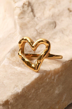 Amazing Love 18K Gold Plated Heart Shaped Ring - MXSTUDIO.COM