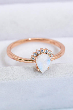 Amazing Rose Gold-Plated Pear Shape Moonstone Ring - MXSTUDIO.COM