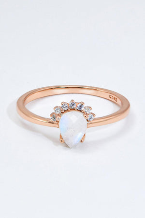 Amazing Rose Gold-Plated Pear Shape Moonstone Ring - MXSTUDIO.COM