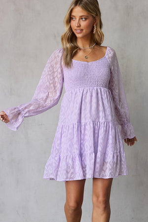 Amazing Smocked Flounce Sleeve Dress - MXSTUDIO.COM