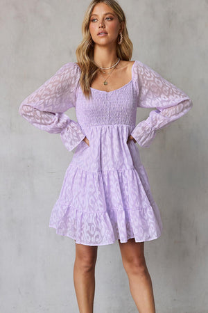 Amazing Smocked Flounce Sleeve Dress - MXSTUDIO.COM