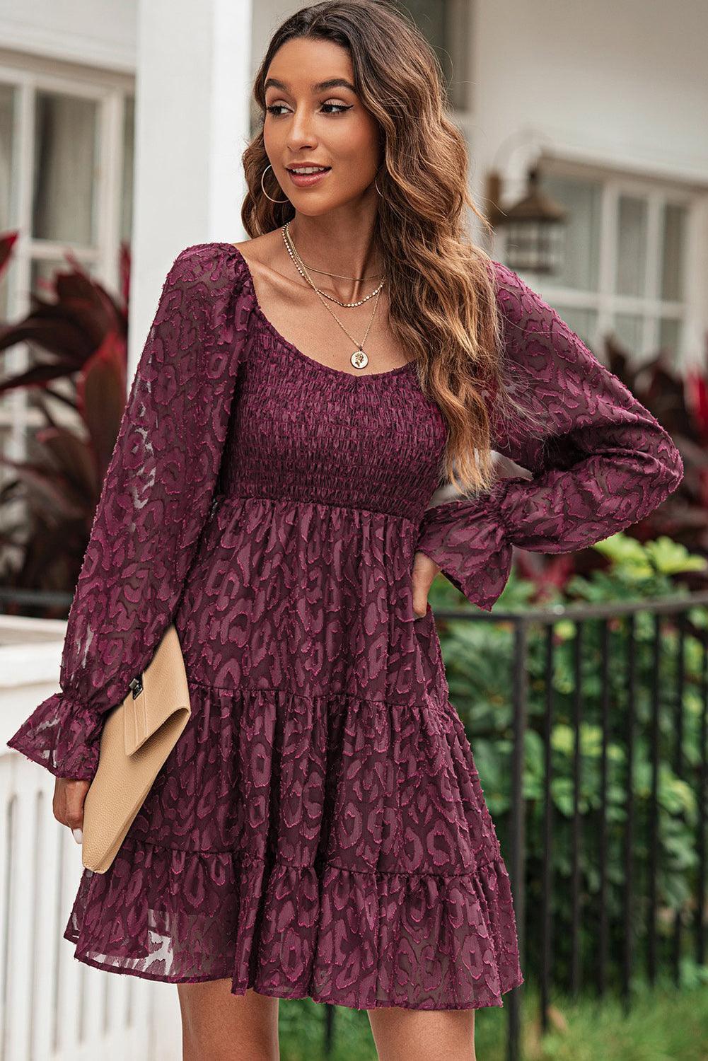 Amazing Smocked Flounce Sleeve Dress - MXSTUDIO.COM