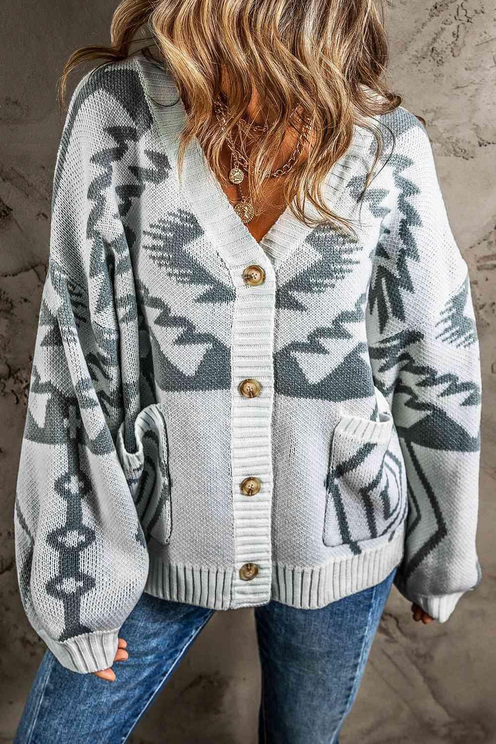 Amazing Warmth Button Up Lantern Sleeve Cardigan-MXSTUDIO.COM