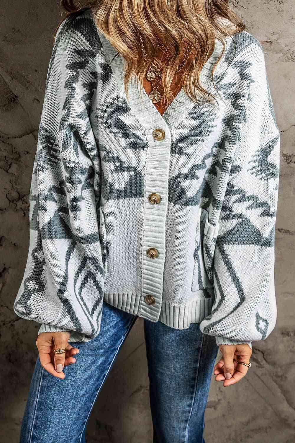 Amazing Warmth Button Up Lantern Sleeve Cardigan-MXSTUDIO.COM